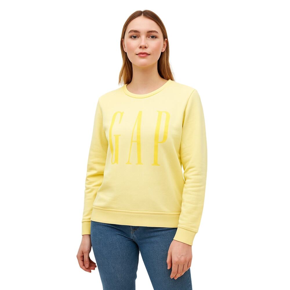 GAP Women’s Medium Yellow Logo Sweatshirt Classic Crew Pullover